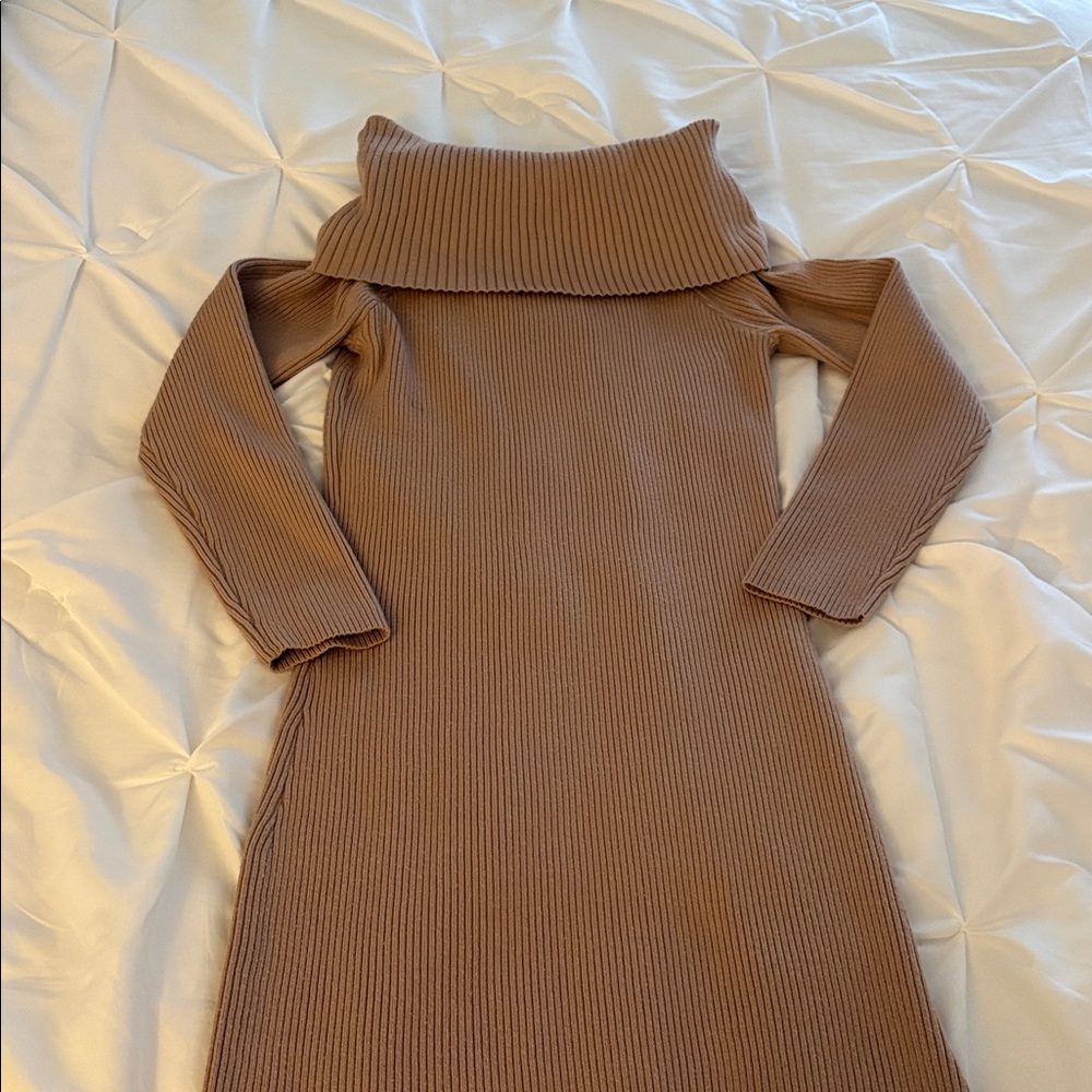 Vici Tan Long Sleeve Ribbed Dress